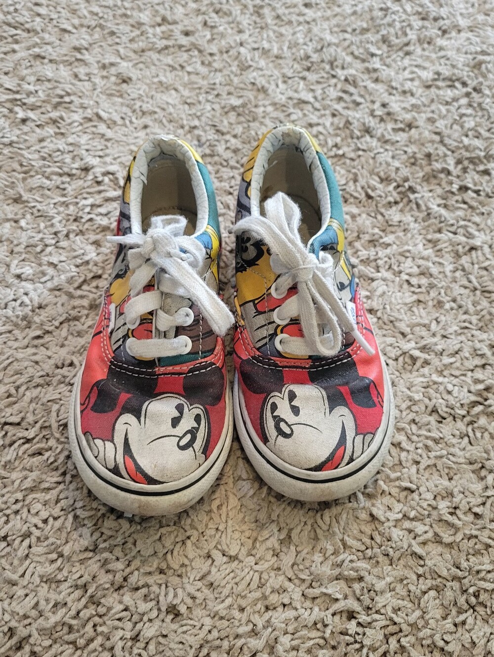 Vans Kids Red, Yellow & Blue Cartoon Canvas Sneakers